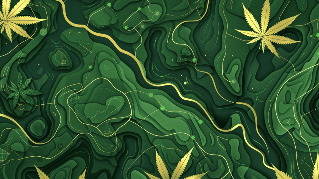 a map of green and yellow representing cannabis maps